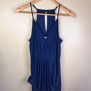 BCBGeneration Women's Sleeveless Maxi Blue Drape Pocket Dress Size‎ Small Formal